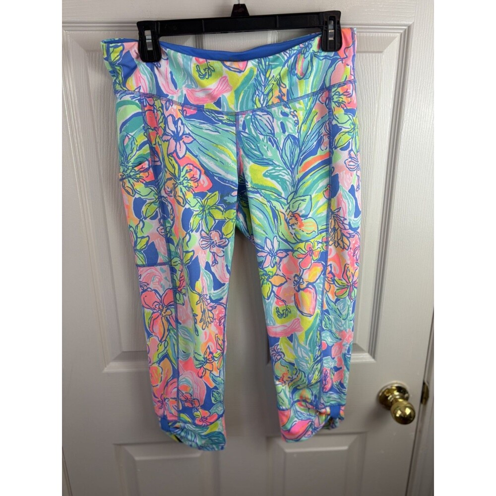 Lilly Pulitzer Fara Weekender Crop Leggings Surf Gypsea Print Large - 377